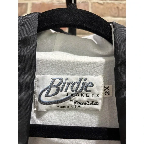 Birdie by Richard A. Leslie Sz 2X Hoodie Bomber Jacket, Black w/ Yellow Stripes - Picture 2 of 4